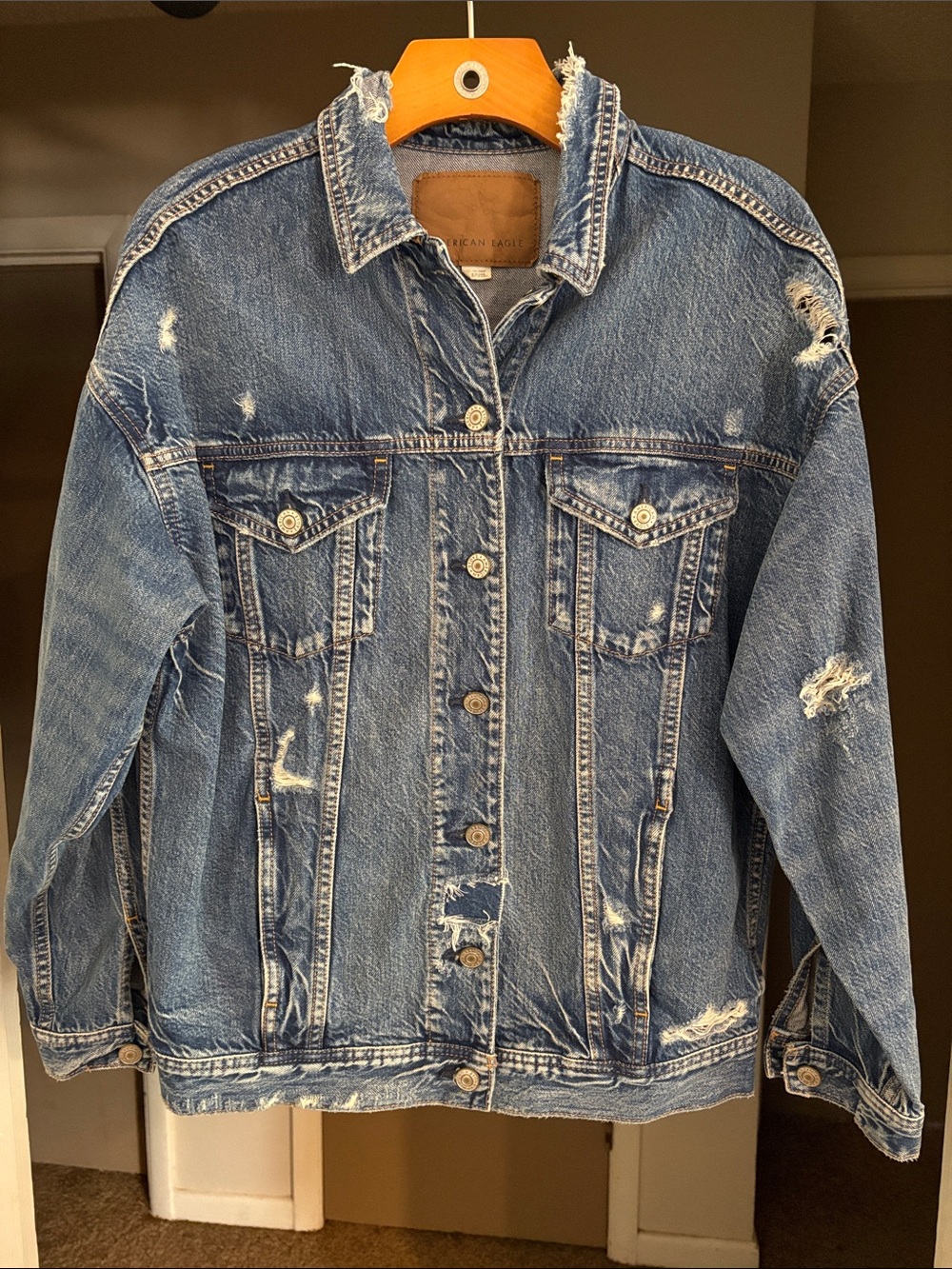 Distressed Blue Denim Jacket - Classic Style